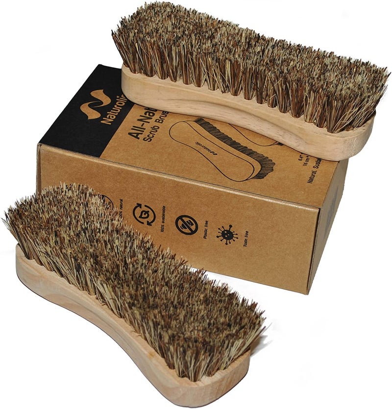 Naturolic All-Natural Wooden Scrub Brush Set | Wooden Handle | Palmyra Bristle Brush for Cleaning | Eco Friendly Cleaning Products | Scrub Brush Set of 2 - Image 5